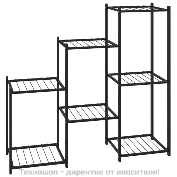 Стойка за цветя, 83x25x80 см, черна, желязо