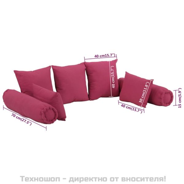 Комплект декоративни възглавници от 7 части, розов, плат