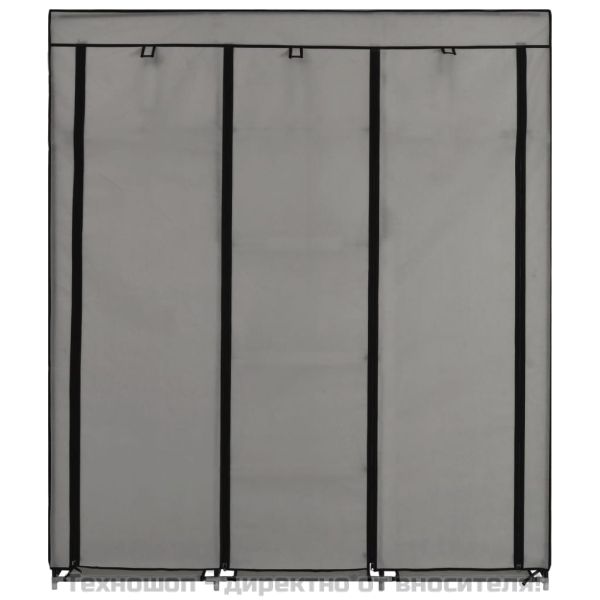 Гардероб с отделения и лостове, сив, 150x45x175 см, плат