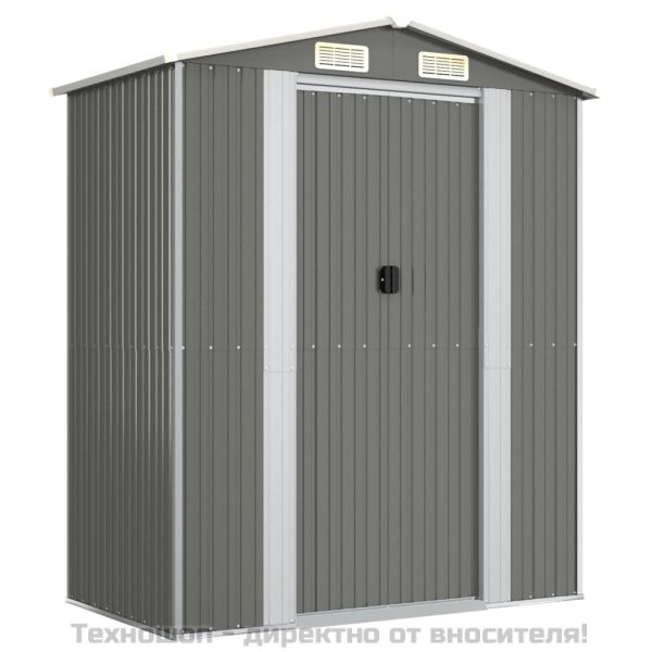 Градинска барака светлосива 192x108x223 см поцинкована стомана