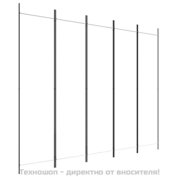 Параван за стая, 5 панела, бял, 250x200 см, текстил