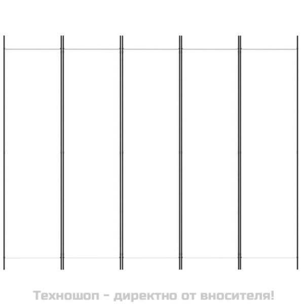 Параван за стая, 5 панела, бял, 250x200 см, текстил