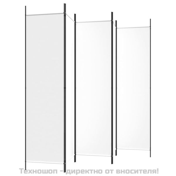 Параван за стая, 5 панела, бял, 250x200 см, текстил
