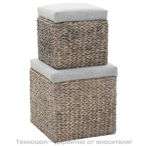 Комплект от 2 табуретки, морска трева, сиви