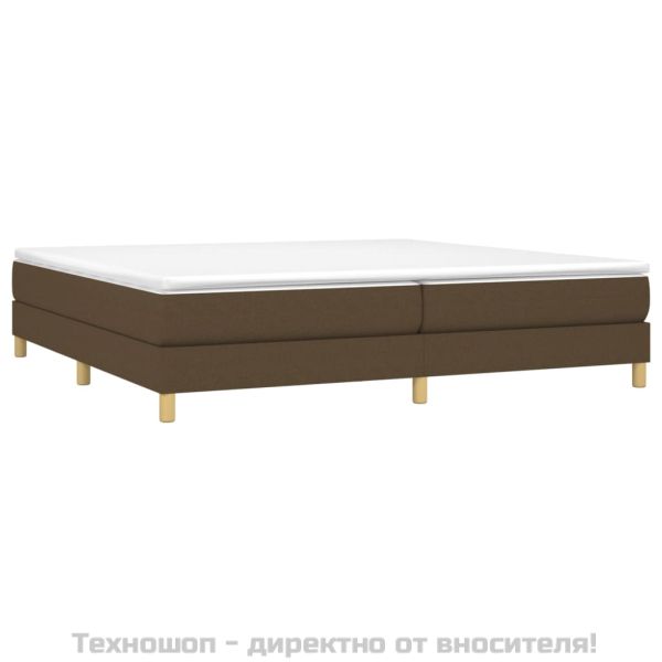 Рамка за легло с пружини, тъмнокафява, 200x200 см, плат