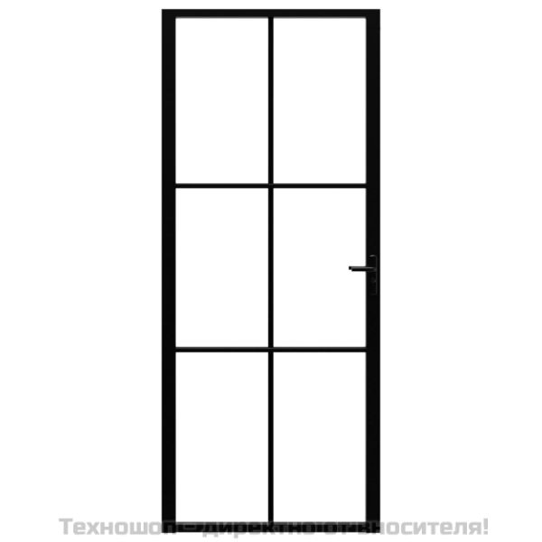 Интериорна врата, ESG стъкло и алуминий, 83x201,5 см, черна