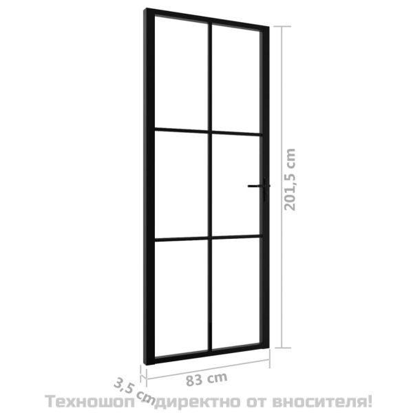 Интериорна врата, ESG стъкло и алуминий, 83x201,5 см, черна