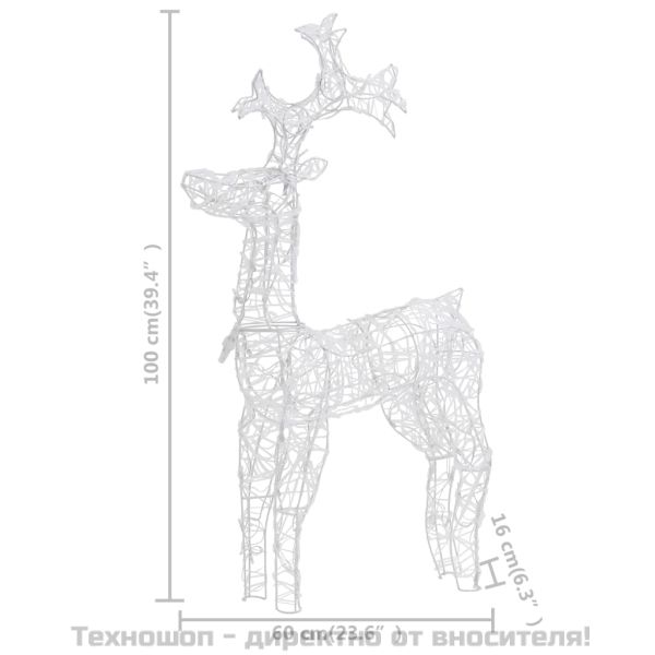 Коледна украса северни елени, 2 бр, 60x16x100 см, акрил