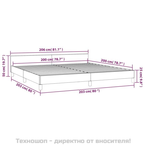 Рамка за легло без матрак, таупе, 200x200 см, плат