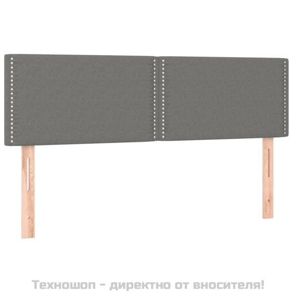 Горни табли за легло, 2 бр, тъмносиви, 72x5x78/88 см, плат