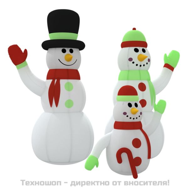 Семейство надуваеми снежни човеци с LED, 360 см