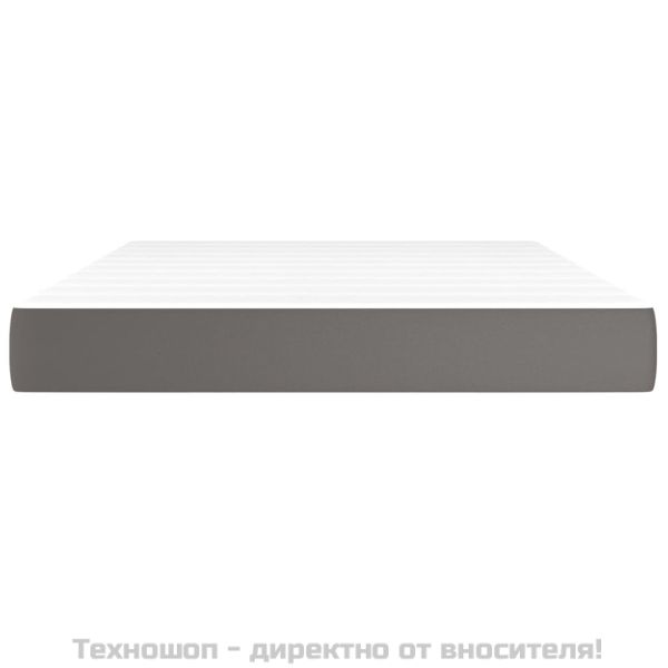 Матрак с покет пружини сив 140x200x20 см изкуствена кожа