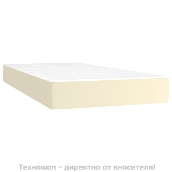 Матрак с покет пружини кремав 100x200x20 см изкуствена кожа