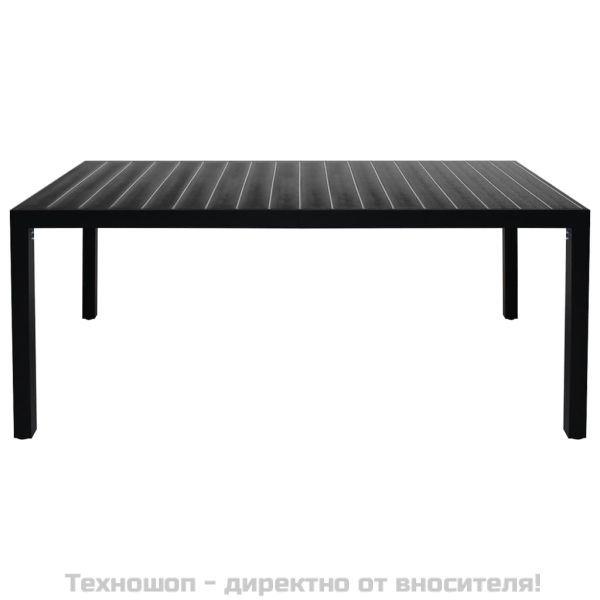 Градински трапезен комплект, 9 части, алуминий, черен