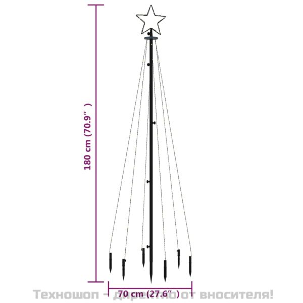 Коледна елха с шип, синя, 108 LED, 180 см