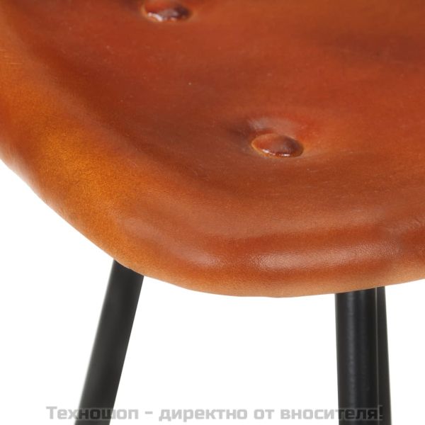 Бар табуретки, 2 бр, кафяви, естествена кожа