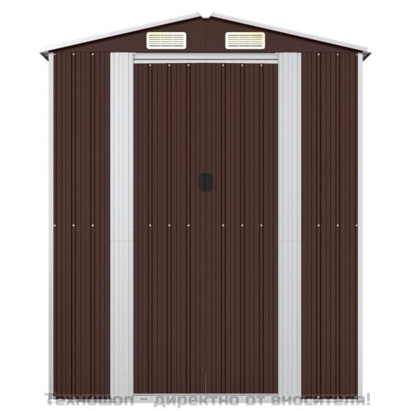 Градински навес тъмнокафяв 192x108x223 см поцинкована стомана