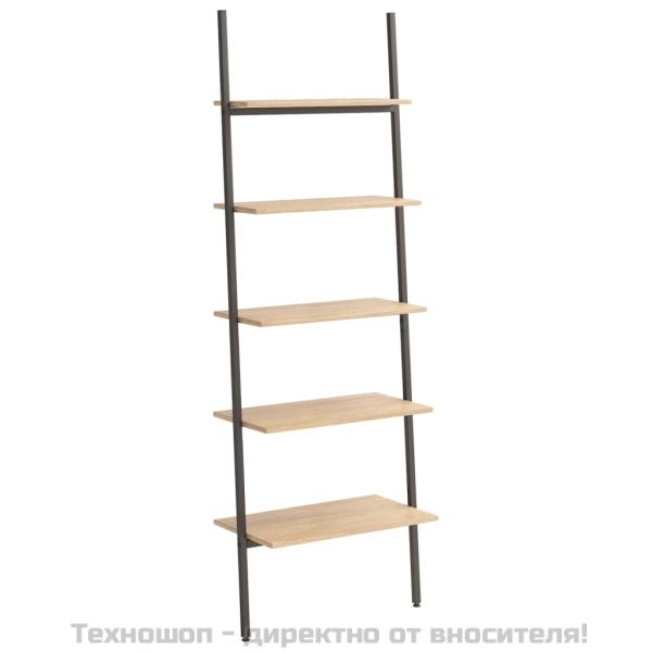 Етажерка стълба с 5 рафта светлокафяво и черно 64x34x185,5 см