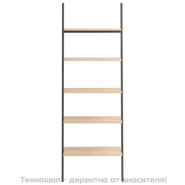 Етажерка стълба с 5 рафта светлокафяво и черно 64x34x185,5 см