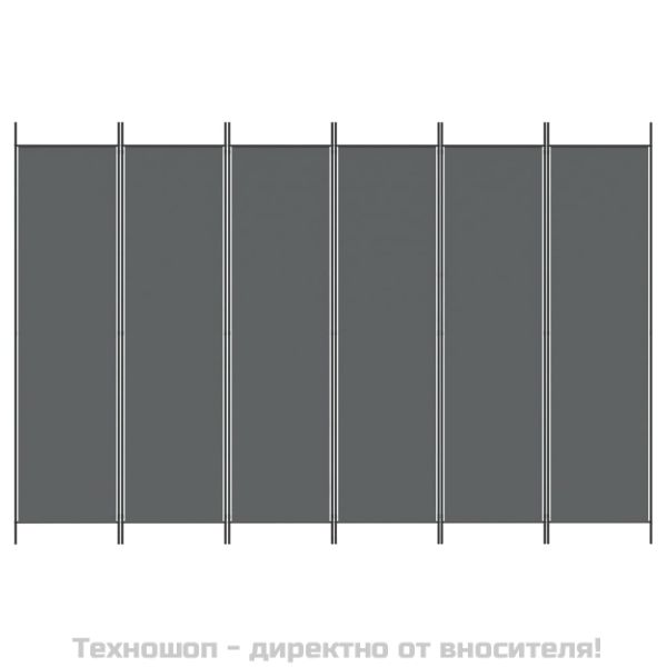 Параван за стая, 6 панела, антрацит, 300x200 cм, текстил