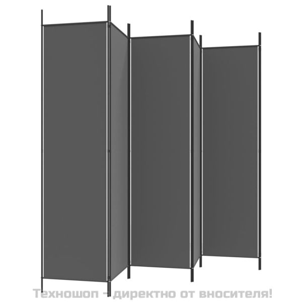 Параван за стая, 6 панела, антрацит, 300x200 cм, текстил