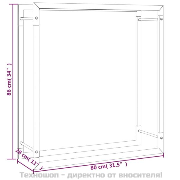 Стойка за дърва за огрев, черен мат, 80x28x86 см, стомана