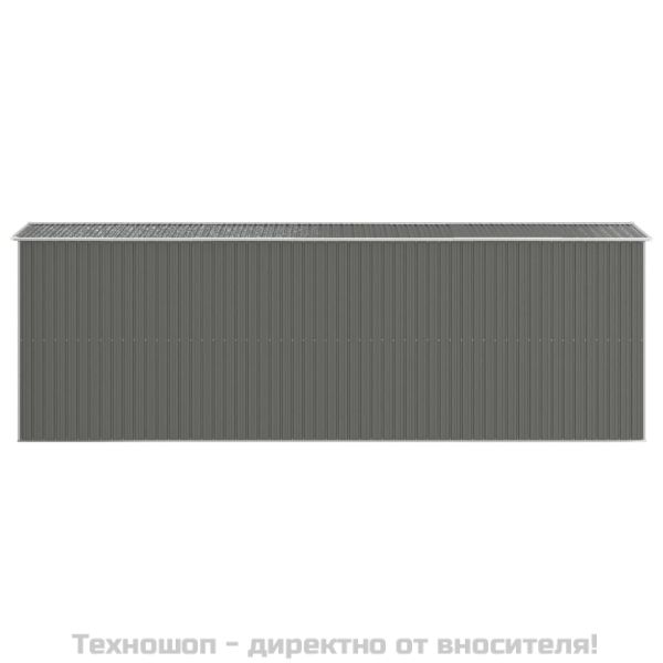 Градинска барака светлосива 192x606x223 см поцинкована стомана
