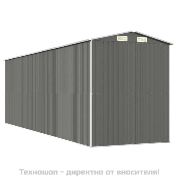 Градинска барака светлосива 192x606x223 см поцинкована стомана