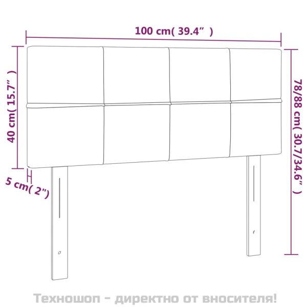 Горна табла за легло, черна, 100x5x78/88 см, плат