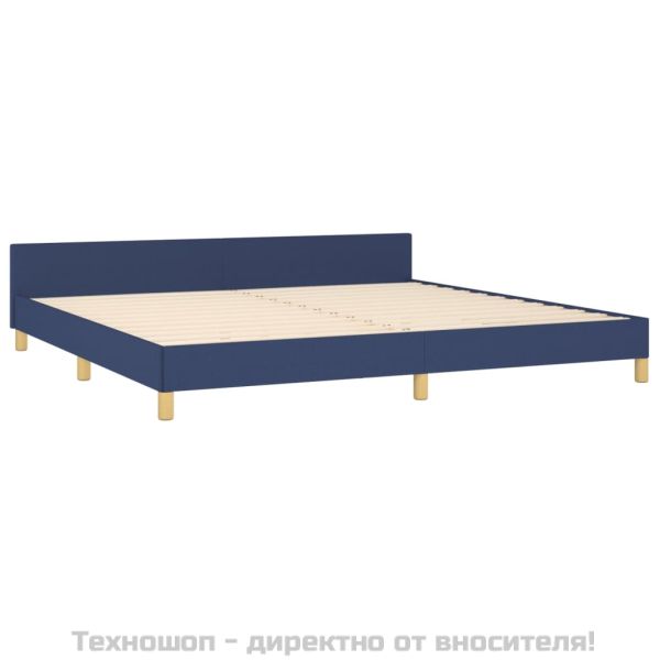 Рамка за легло с табла без матрак, синя, 200x200 см, плат