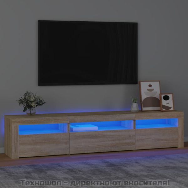 ТВ шкаф с LED осветление, дъб сонома, 195x35x40 см