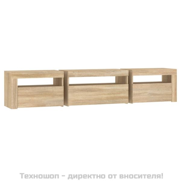 ТВ шкаф с LED осветление, дъб сонома, 195x35x40 см