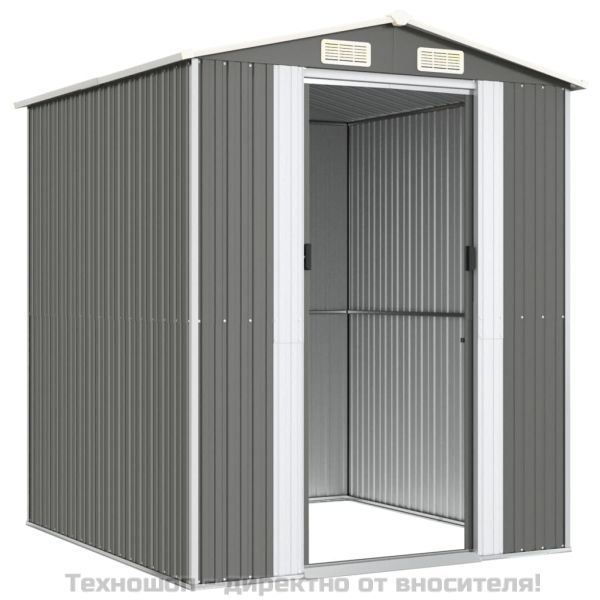 Градинска барака светлосива 192x191x223 см поцинкована стомана