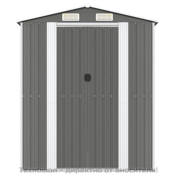 Градинска барака светлосива 192x274x223 см поцинкована стомана