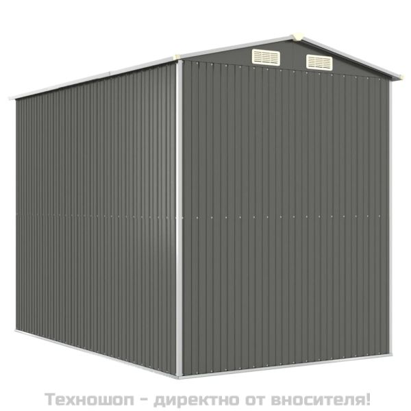 Градинска барака светлосива 192x274x223 см поцинкована стомана