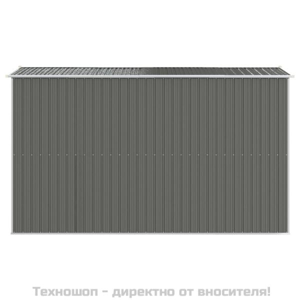 Градинска барака светлосива 192x357x223 см поцинкована стомана