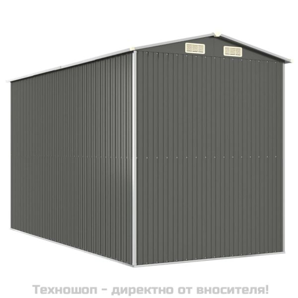 Градинска барака светлосива 192x357x223 см поцинкована стомана