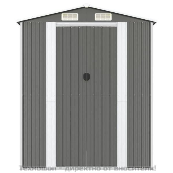 Градинска барака светлосива 192x440x223 см поцинкована стомана