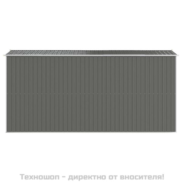 Градинска барака светлосива 192x440x223 см поцинкована стомана