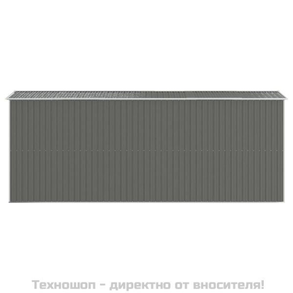 Градинска барака светлосива 192x523x223 см поцинкована стомана