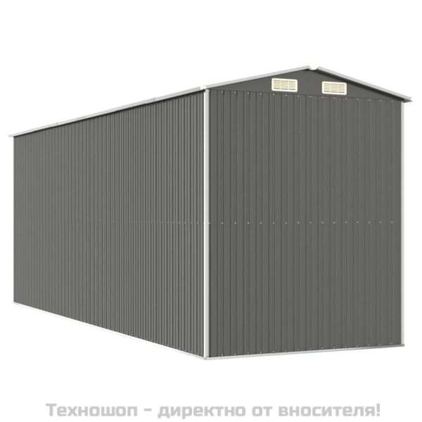 Градинска барака светлосива 192x523x223 см поцинкована стомана