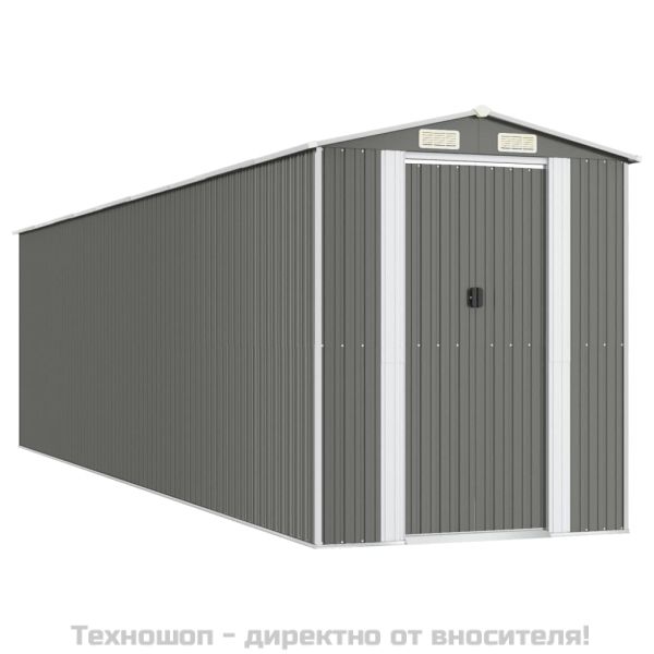 Градинска барака светлосива 192x772x223 см поцинкована стомана