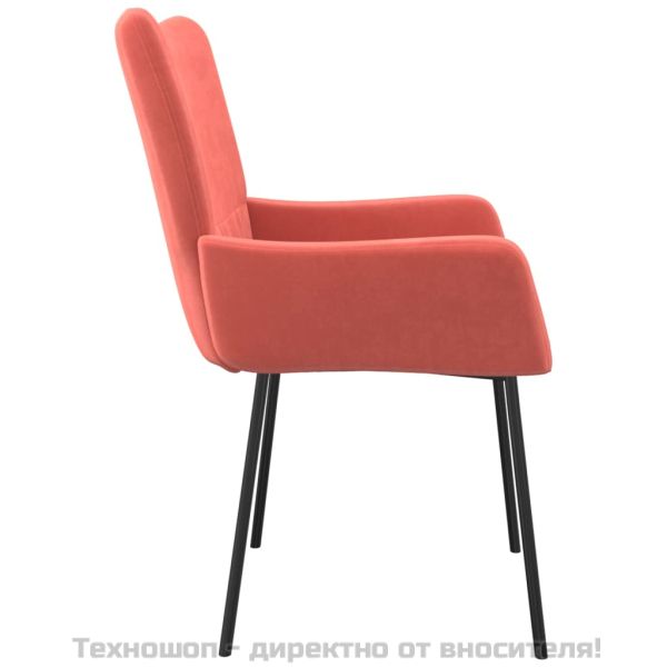 Трапезни столове, 2 бр, розови, кадифе