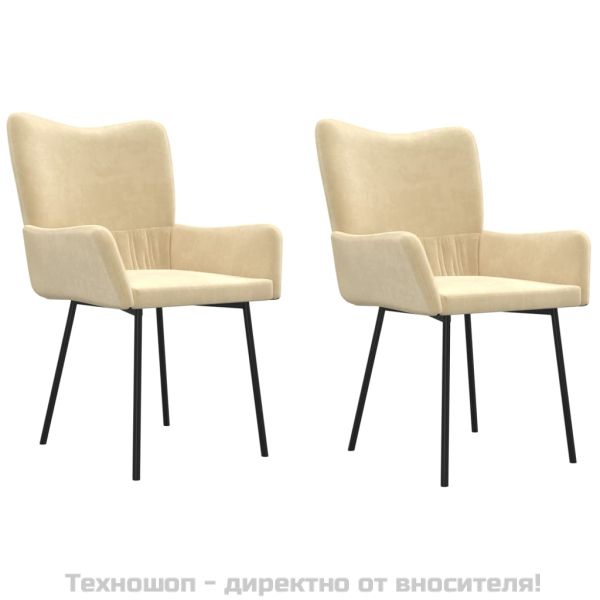 Трапезни столове, 2 бр, кремави, кадифе