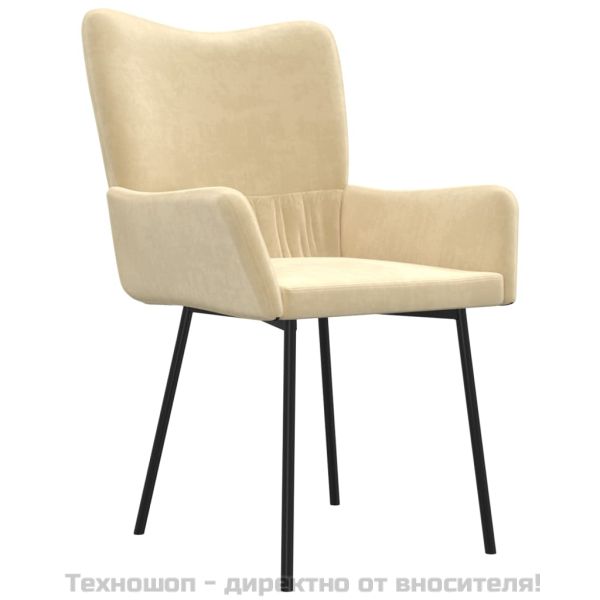 Трапезни столове, 2 бр, кремави, кадифе