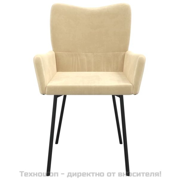 Трапезни столове, 2 бр, кремави, кадифе