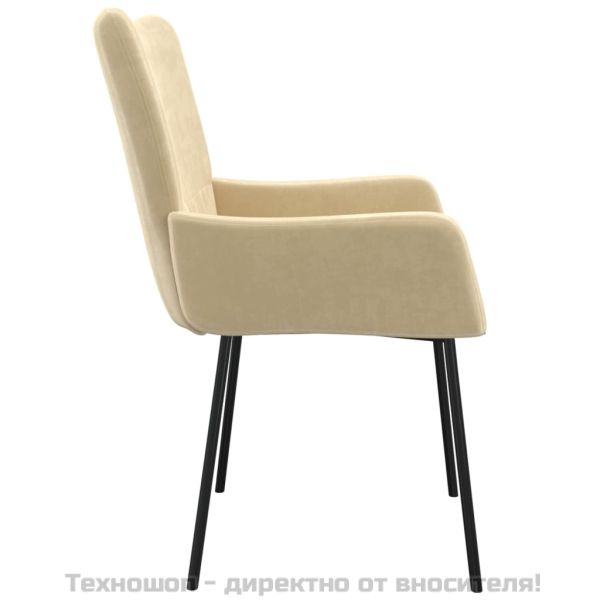 Трапезни столове, 2 бр, кремави, кадифе