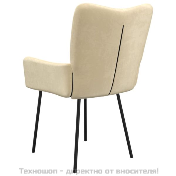 Трапезни столове, 2 бр, кремави, кадифе