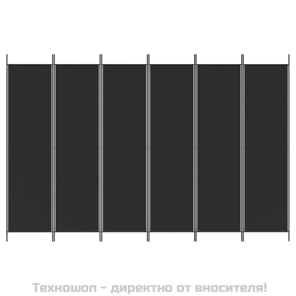 Параван за стая, 6 панела, черен, 300x200 cм, плат