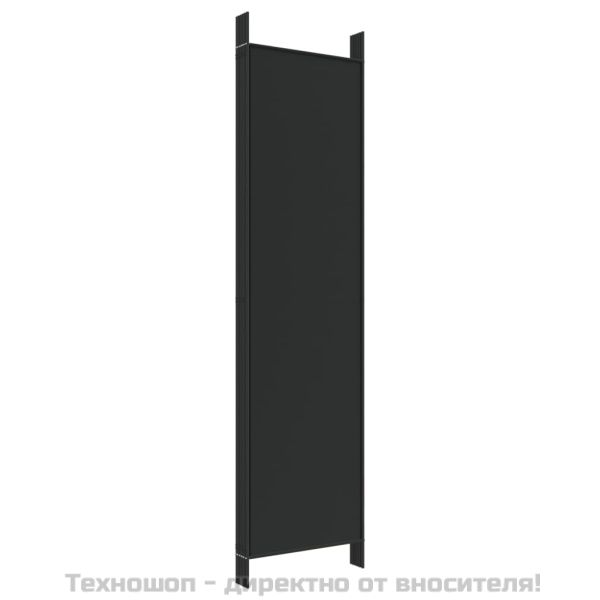 Параван за стая, 6 панела, черен, 300x200 cм, плат
